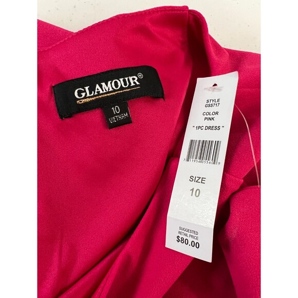 Glamour Women's Pink Dress High Low Hem Cap Sleeve Polyester Size 10 - New - Picture 4 of 11